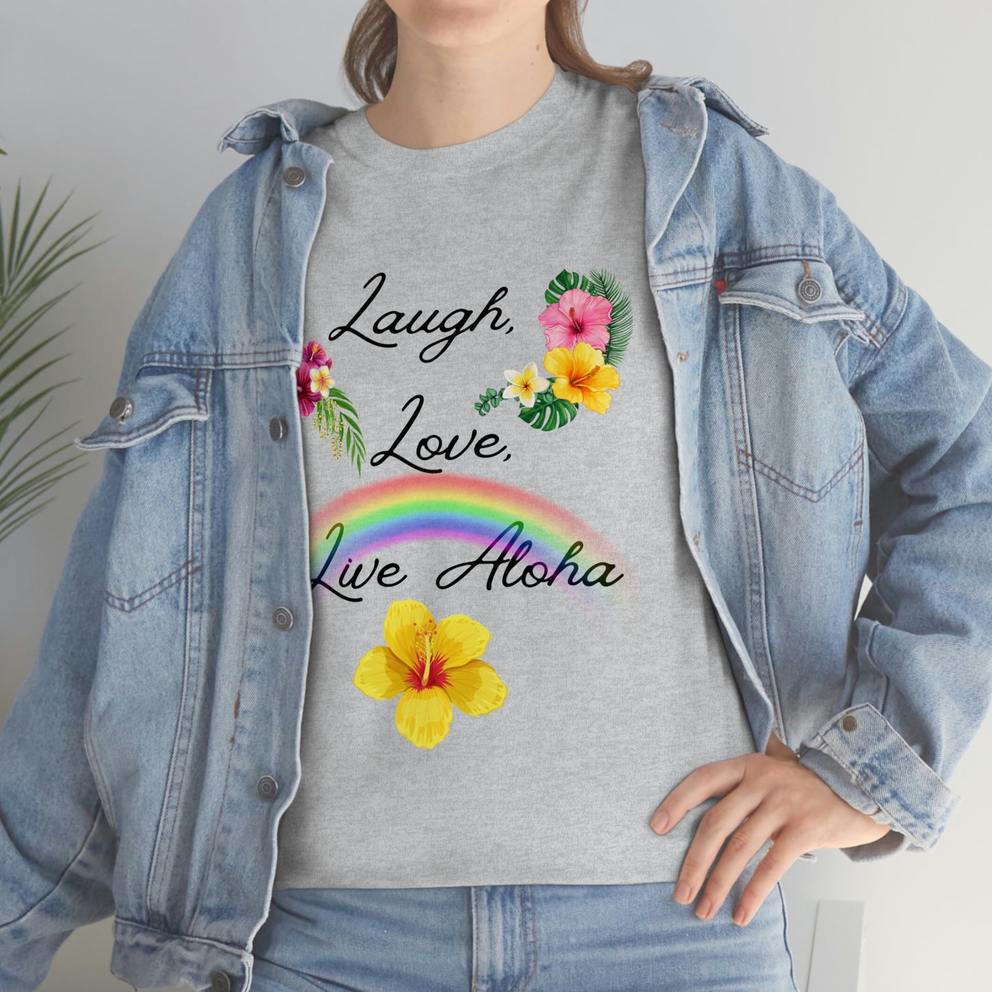 Laugh, Love, Live Aloha Rainbow Hibiscus