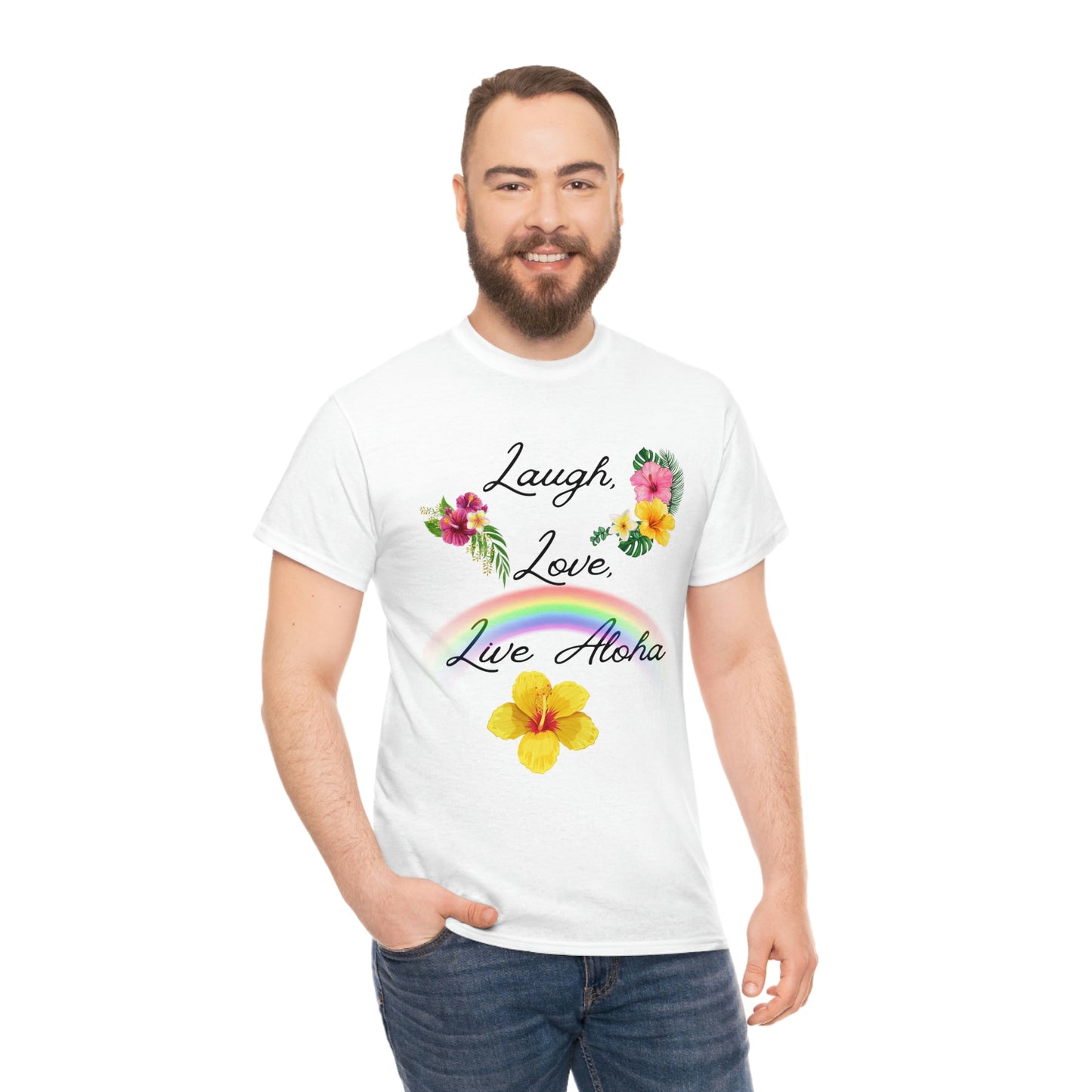 Laugh, Love, Live Aloha Rainbow Hibiscus