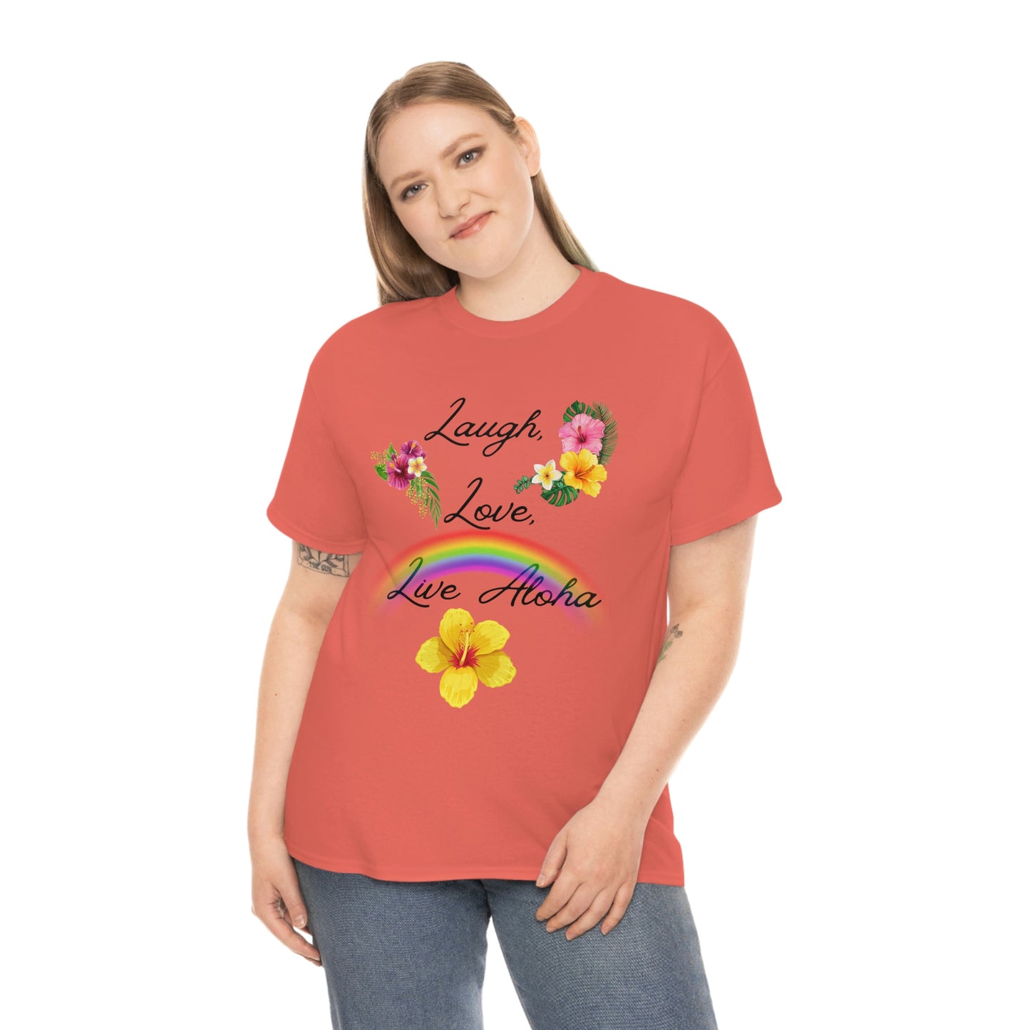 Laugh, Love, Live Aloha Rainbow Hibiscus